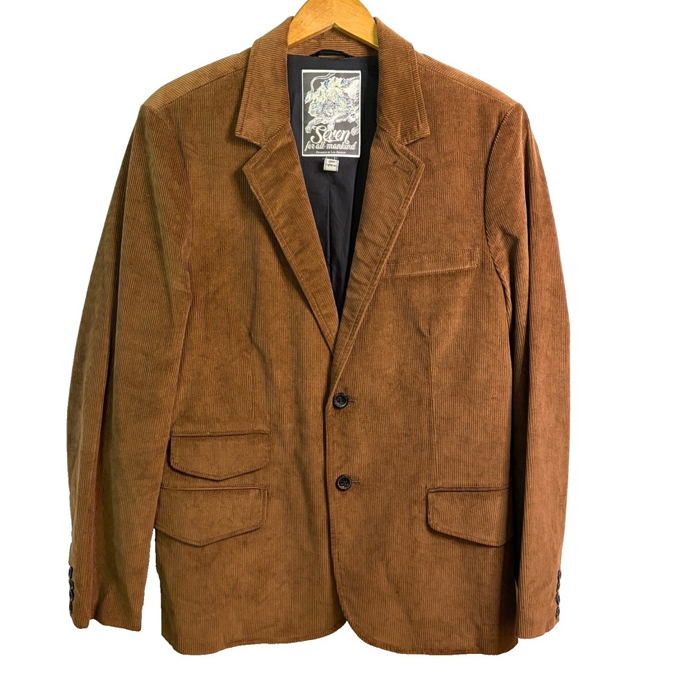 7 For All Mankind Corduroy Blazer Jacket Mens XL Brown Sport Coat Academia
